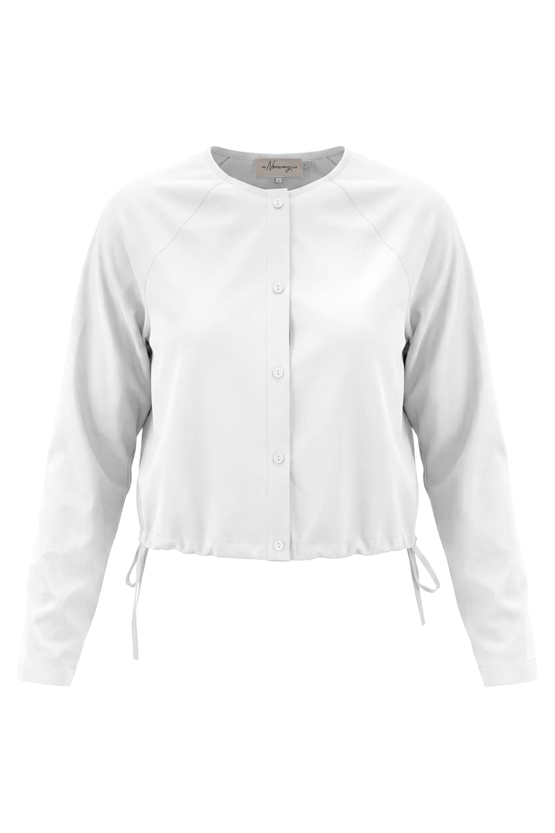 Cotton Side Tie Button Front Cropped Blouse, Main, color, White