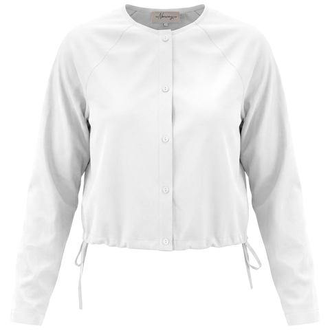 Cotton Side Tie Button Front Cropped Blouse