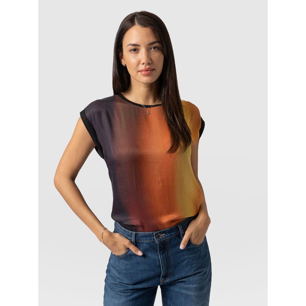 Saint + Sofia Turn Up Contrast Tee In Orange