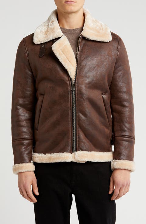 Faux Shearling Lined Bomber Jacket