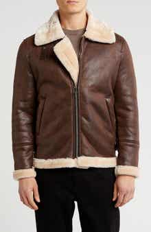 Braveman Faux Shearling Lined Bomber Jacket