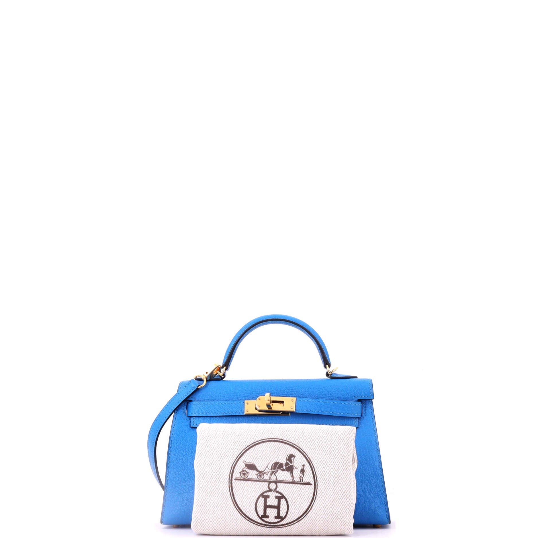Kelly Mini II Bag Blue Chevre Mysore with Gold Hardware 20, Alternate, color, Blue