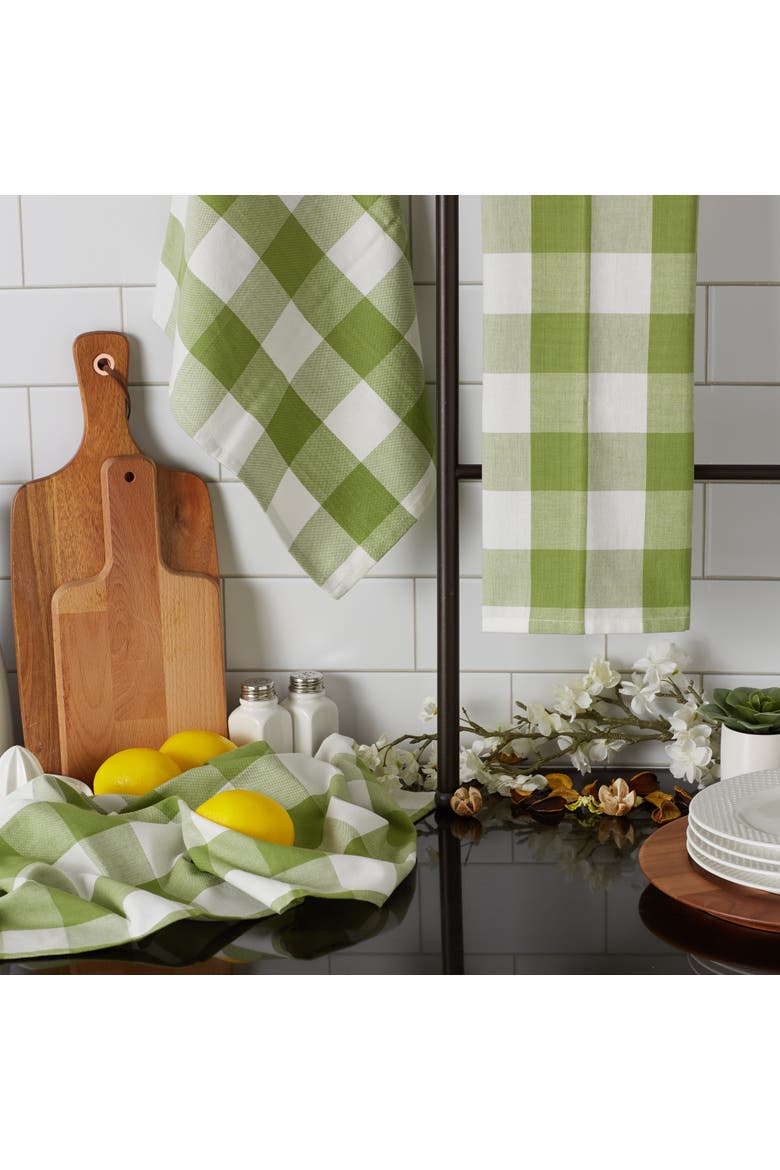 Buffalo Check Dishtowel Set/3, Alternate, color, Antique Green