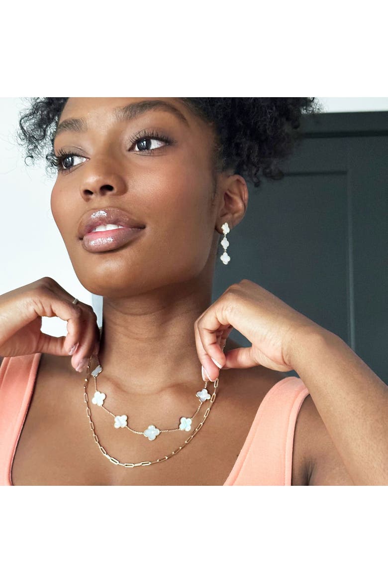Large Mother of Pearl Clover Necklace, Alternate, color, Mother of Pearl