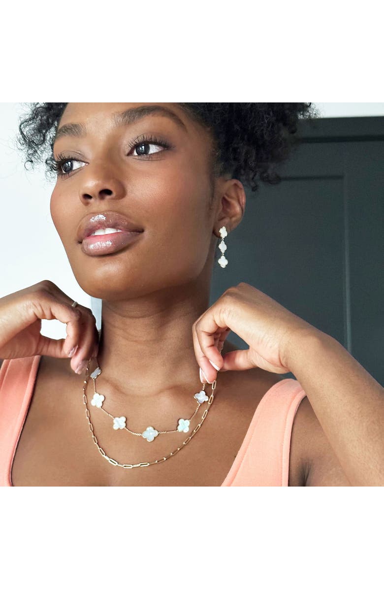 The Lovery Fine Jewelry Large Mother of Pearl Clover Necklace, Alternate, color, Mother Of Pearl