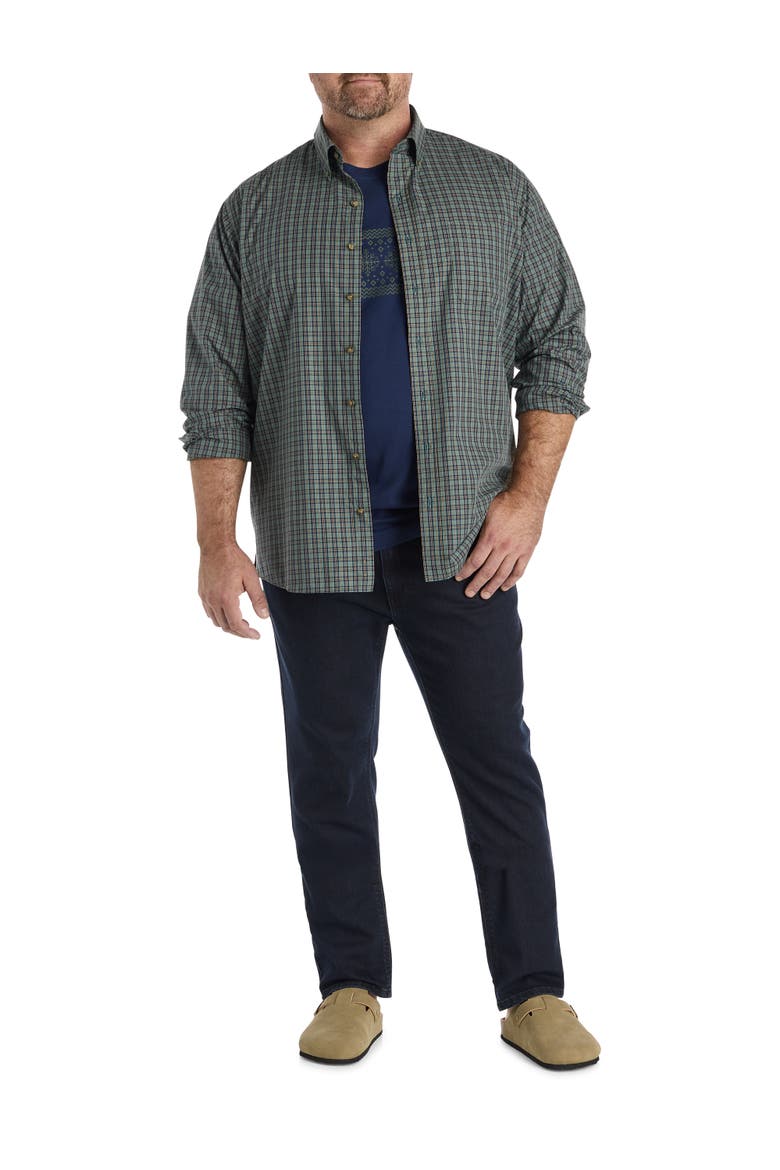 Big & Tall Easy-Care Sm Plaid Sport Shirt, Alternate, color, GREEN