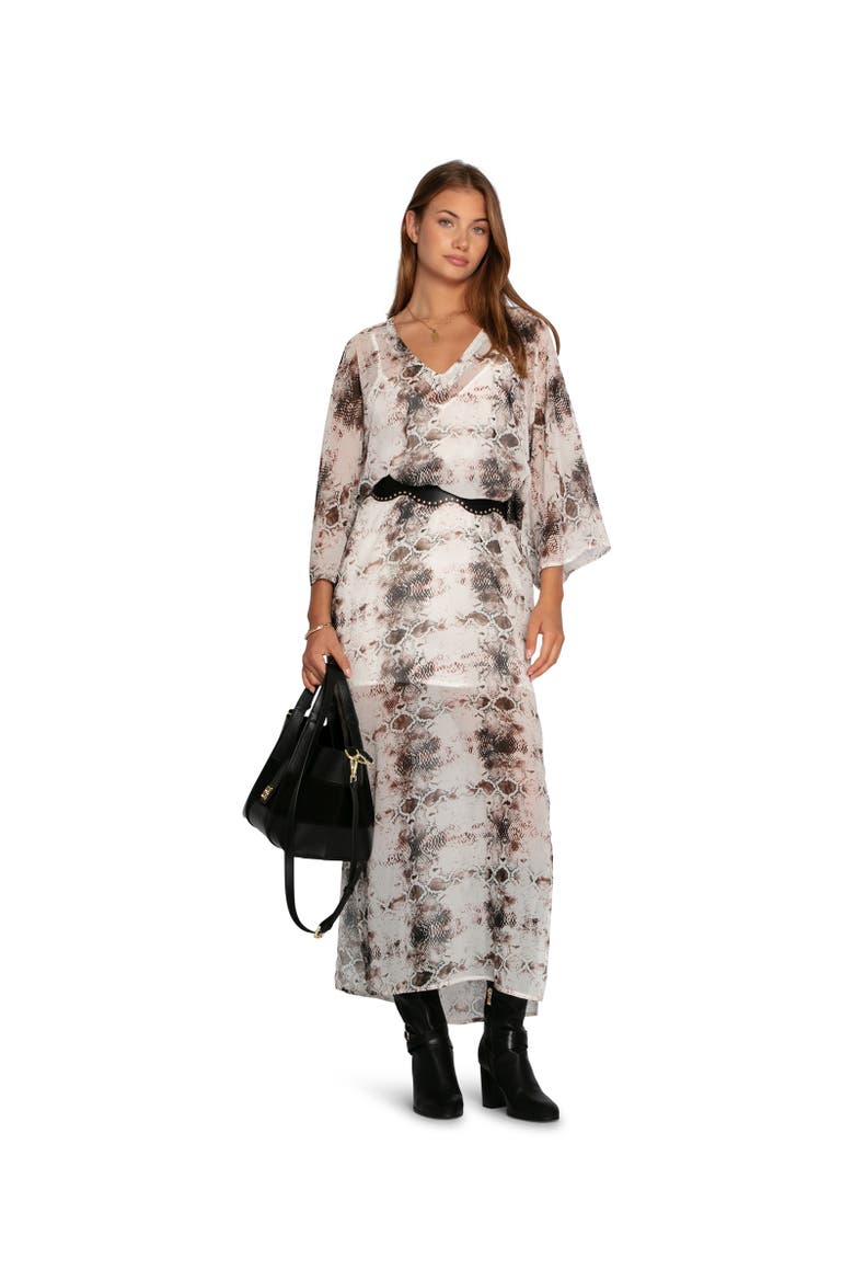 Heart On Fire Snake Print Kaftan, Alternate, color, Dark Brown