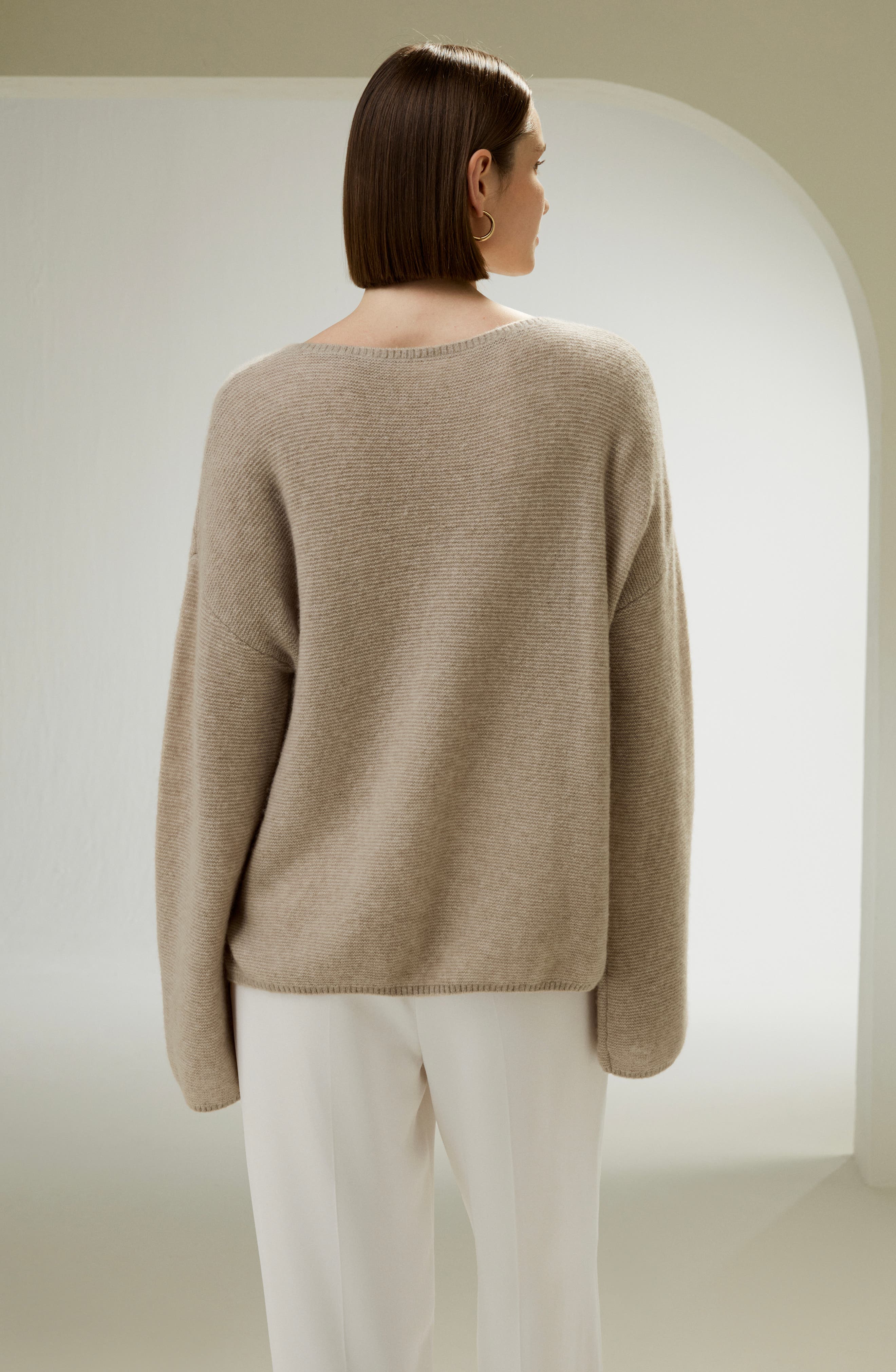 Relaxed Fit Drop-Shoulder Silk Cashmere Blend Sweatshirt - image 2
