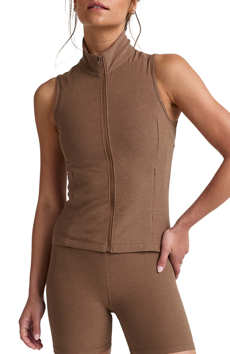 Beyond Yoga Venice Zip Vest, Main, color, True Chocolate Heather