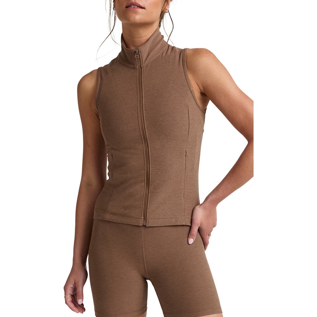 Beyond Yoga Venice Zip Vest In Brown
