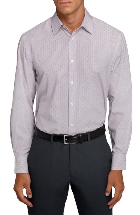 Regular Fit Stripe Dot Performance Dress Shirt