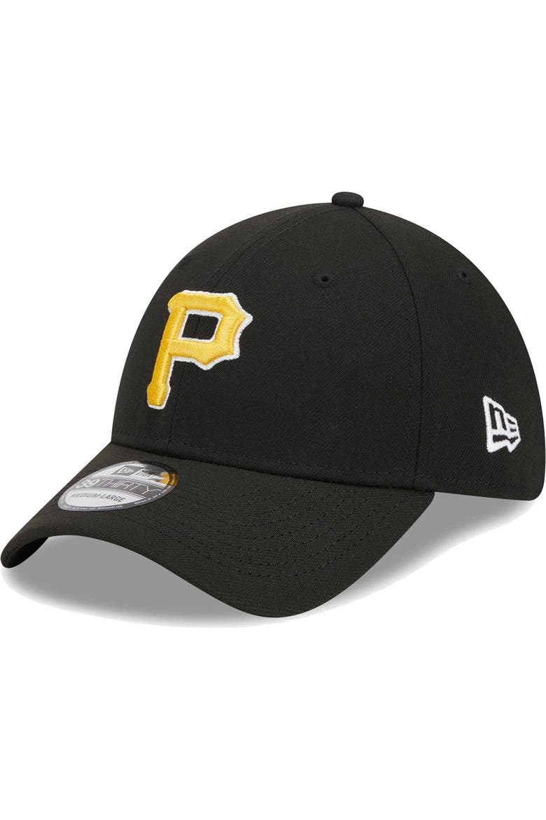 Men's New Era Black Pittsburgh Pirates Logo 39THIRTY Flex Hat, Main, color, Black