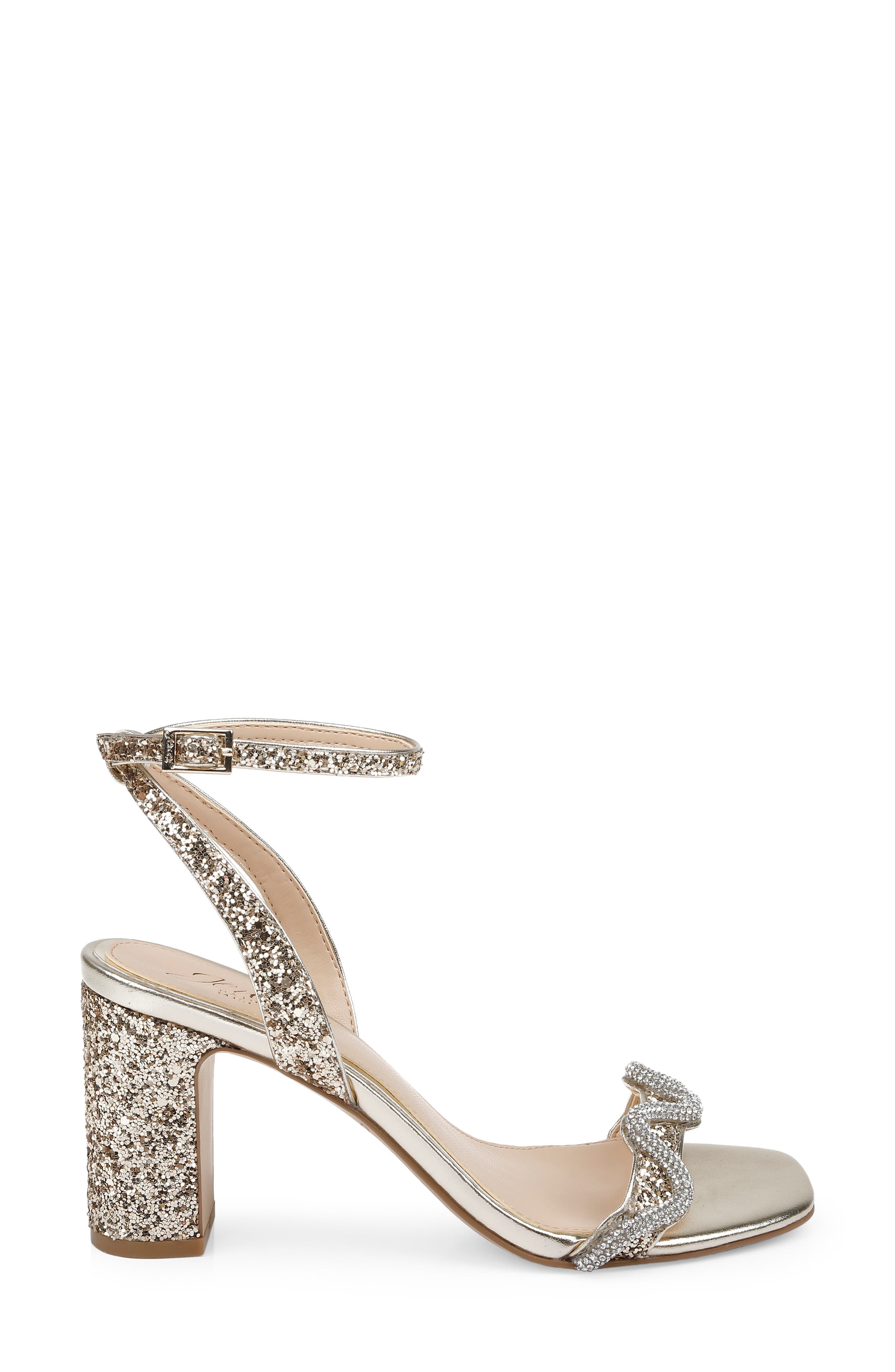 Gem Glitter Ankle Strap Sandal, Alternate, color, GOLD