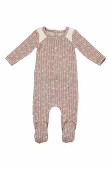 Manière Floral Stripe Cotton Blend Footie