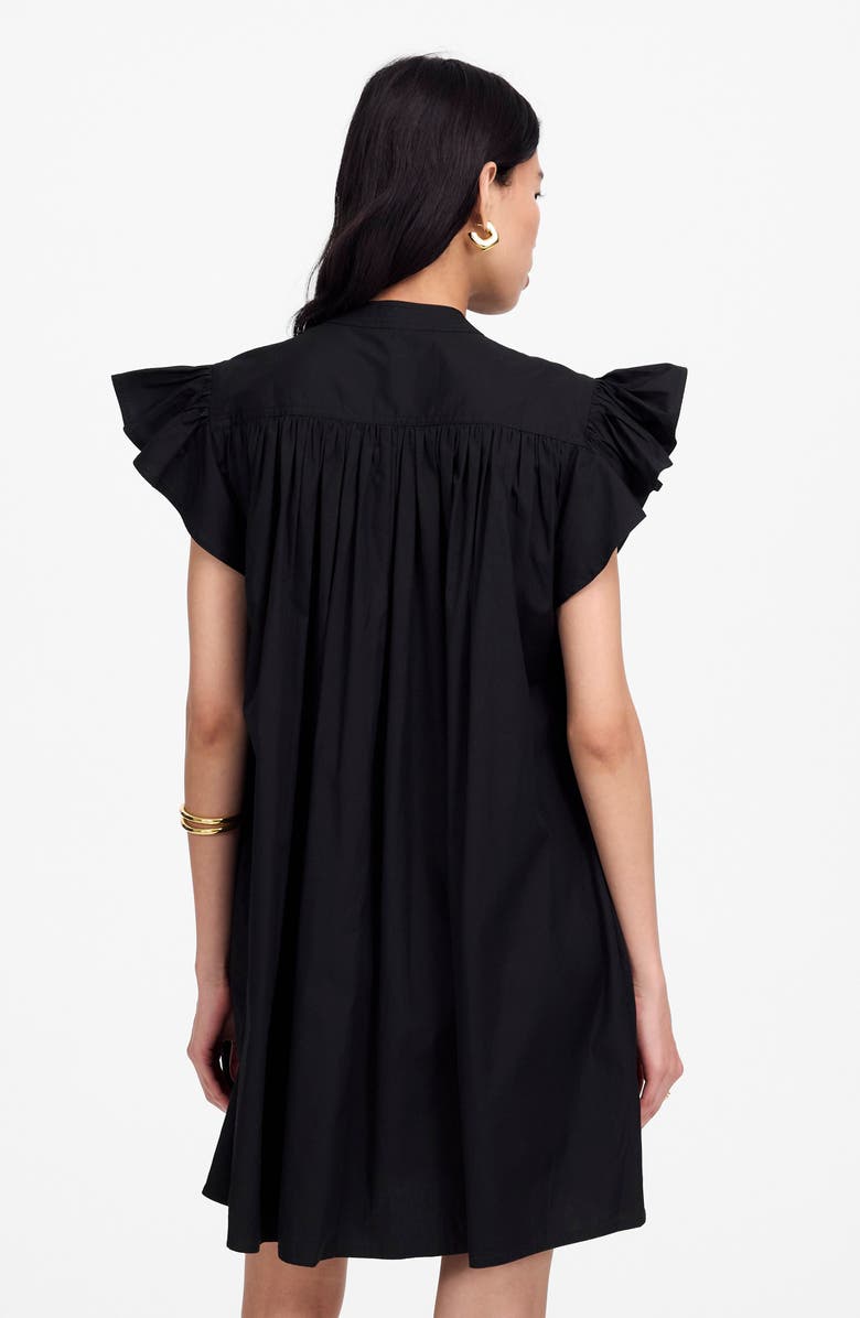 Madewell Flutter Sleeve Button Front Poplin Minidress, Alternate, color, Jet Black