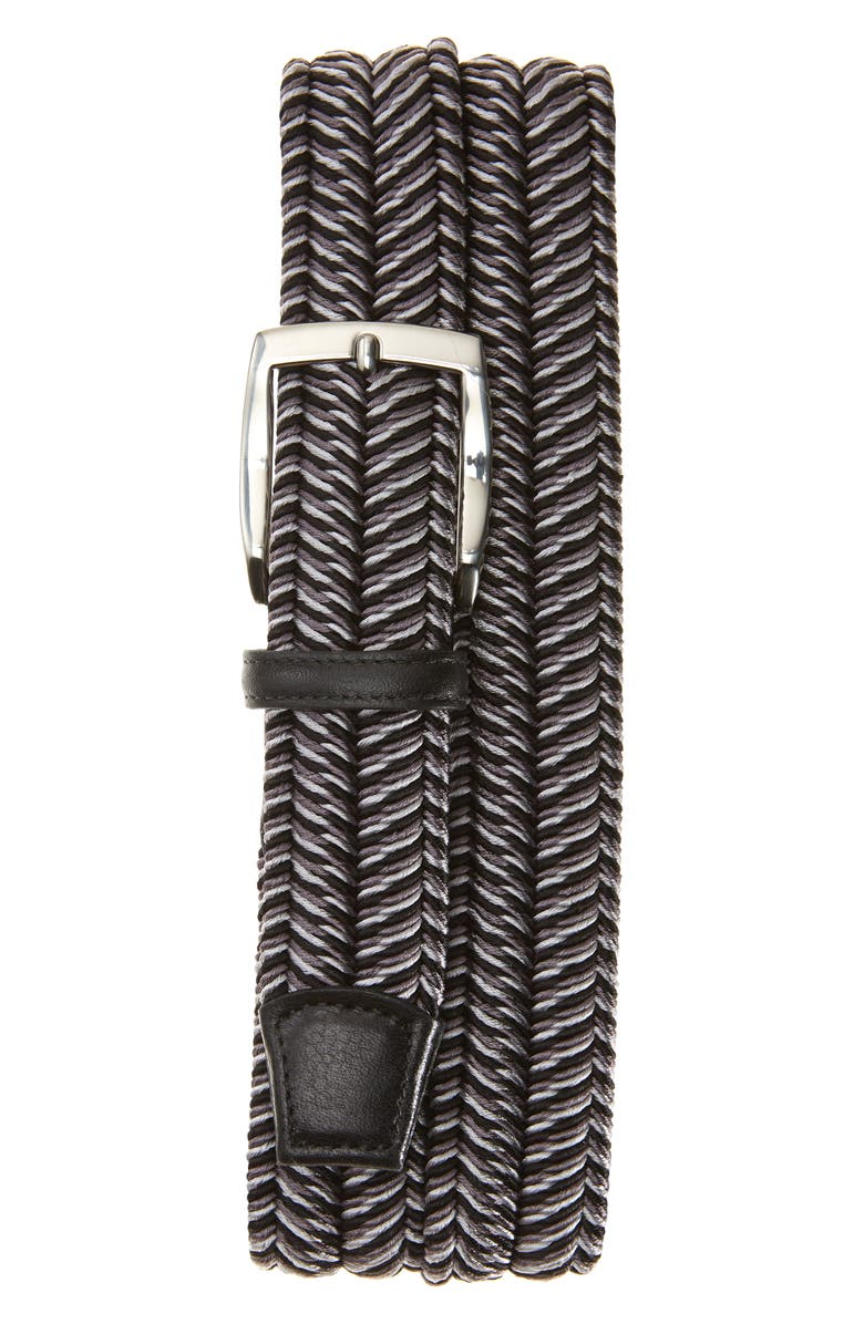 Torino Herringbone Woven Belt, Main, color, Black/ Grey