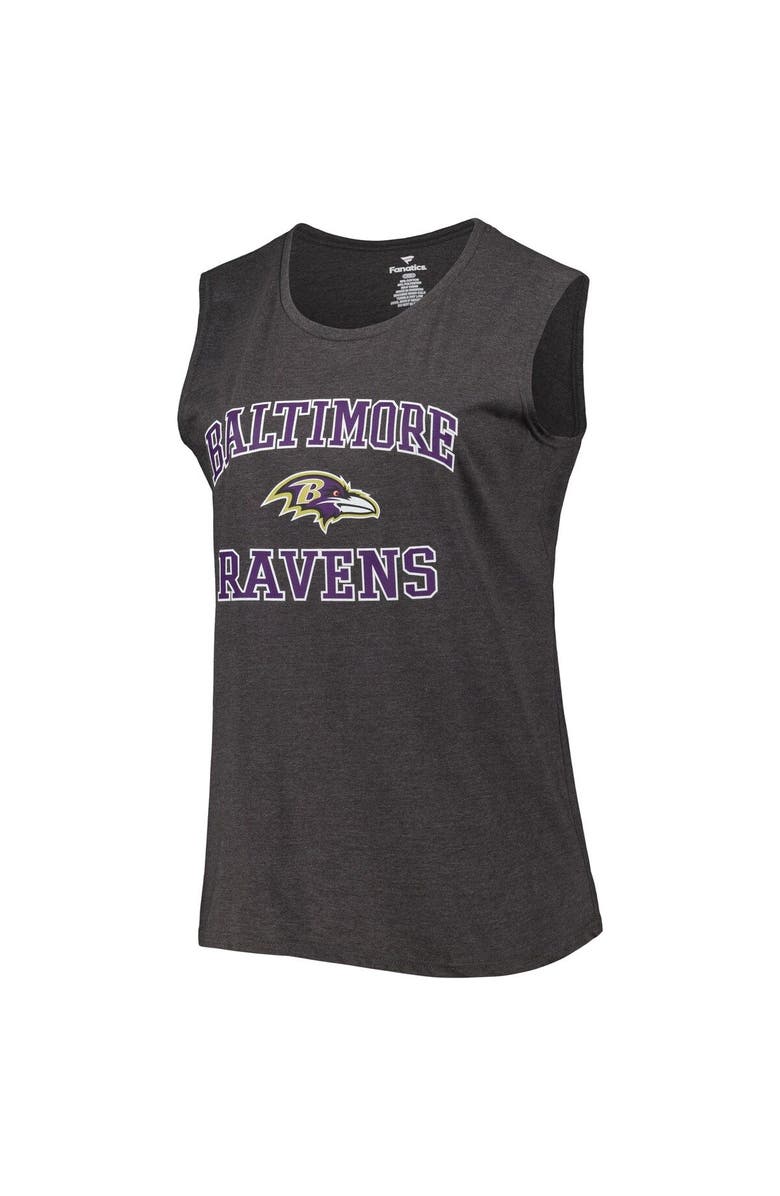 FANATICS Women's Fanatics Branded Heather Charcoal Baltimore Ravens Plus Size Tank Top, Alternate, color, 