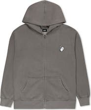 Dalix Heartly Ghost Midweight Fleece Faded Zip Hooded Sweatshirt