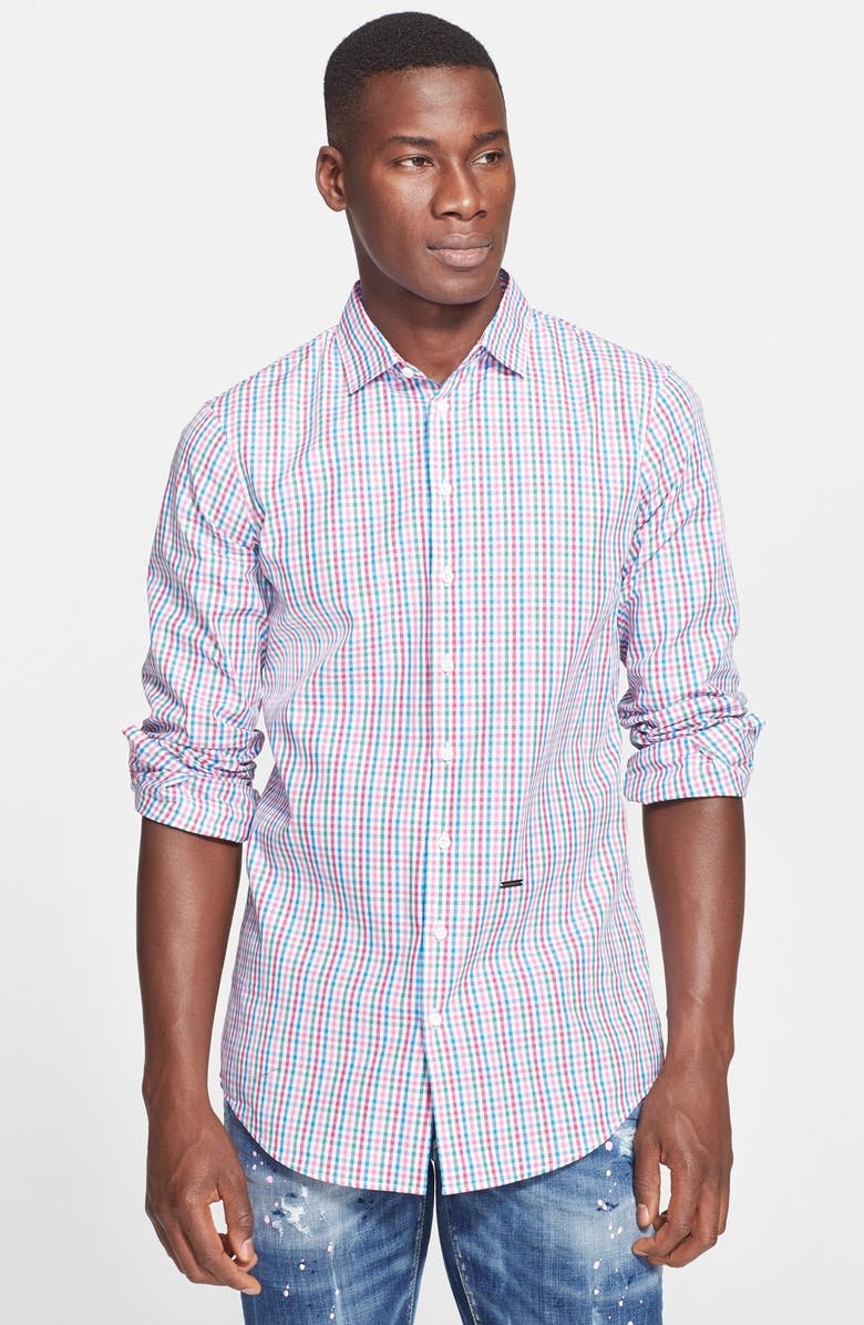 Dsquared2 Extra Trim Fit Gingham Shirt, Main, color, 