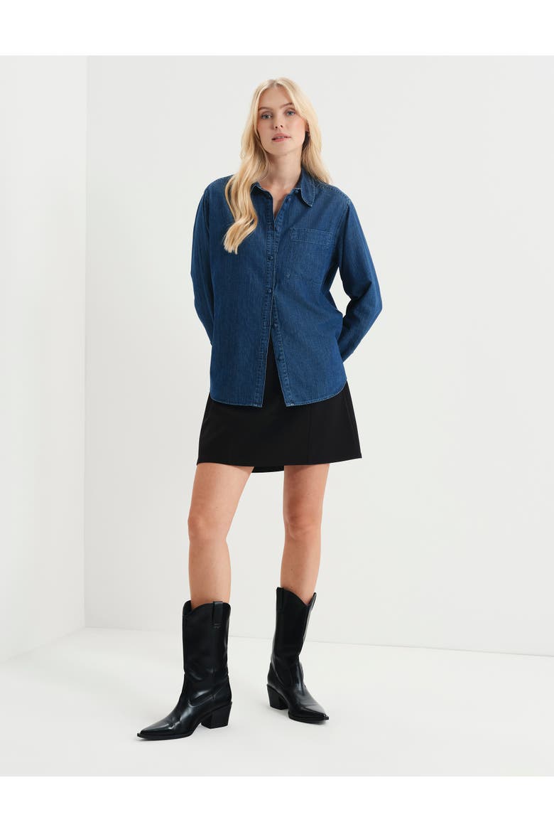 Francesca Denim Button Through Shirt, Alternate, color, Mid Wash