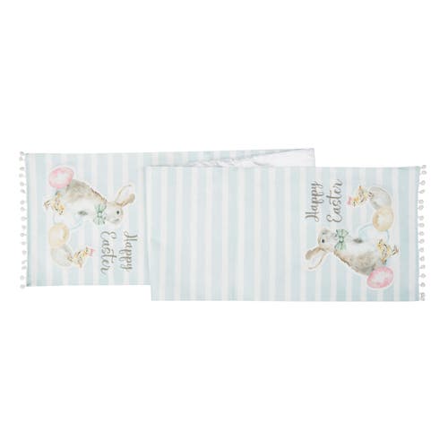C & F Home C&f Home Spring "happy Easter" Blue Stripe Table Runner 13" X 72" In Blue
