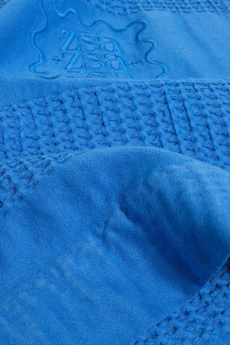 Braga Waffle King Size 100% Cotton Pique 94X87 In, Alternate, color, Medium Blue