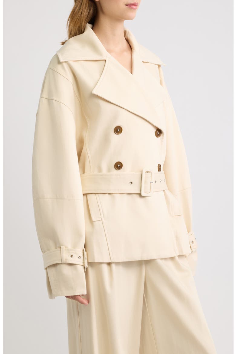 Double Breasted Short Trench Coat, Alternate, color, STONE