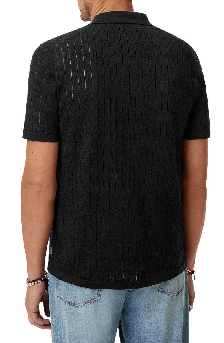 John Varvatos Moore Short Sleeve Organic Cotton Sweater, Alternate, color, Black