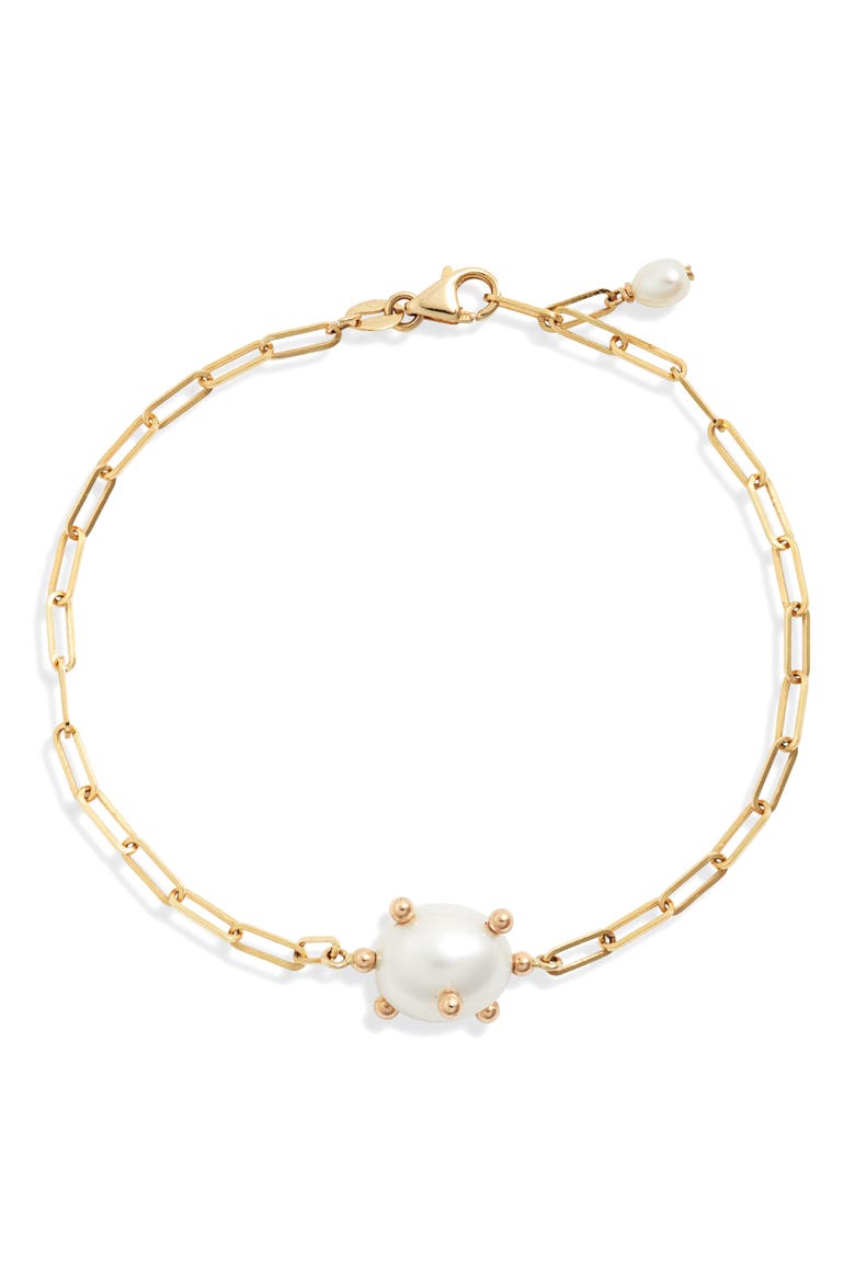 Bubble Cultured Pearl Station Bracelet, Main, color, GOLD