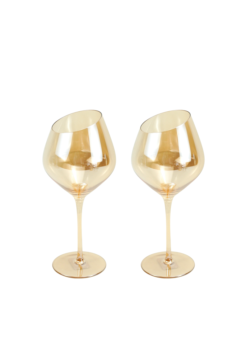 Slant Collection Red Wine Glasses, Set of 2, Gold, Main, color, Gold