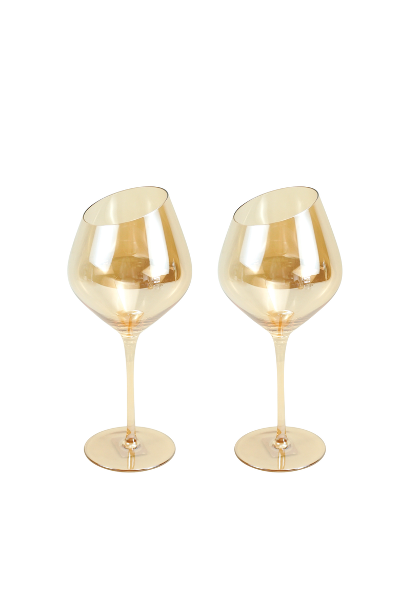 Jeanne Fitz Slant Collection Red Wine Glasses, Set of 2, Gold, Main, color, Gold