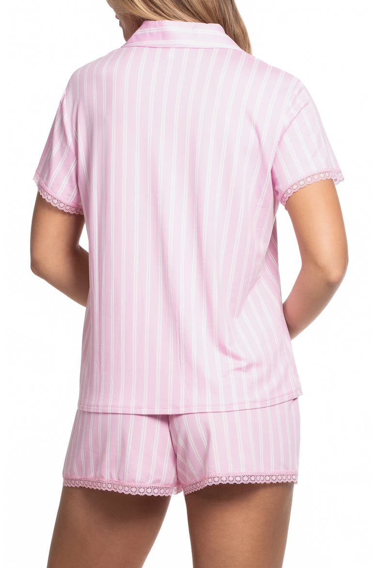 Margaret Knit Shirt & Shorts Pajamas, Alternate, color, DEEP ROSE STRIPE