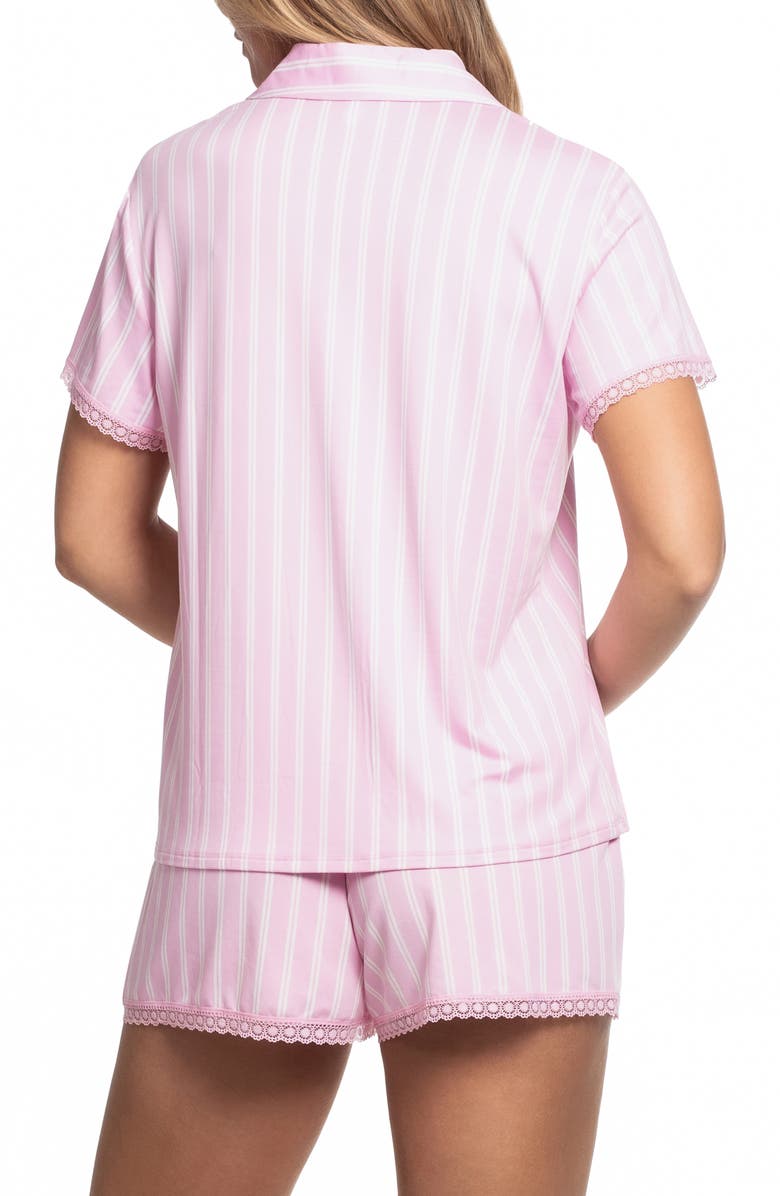 In Bloom by Jonquil Margaret Knit Shirt & Shorts Pajamas, Alternate, color, Deep Rose Stripe