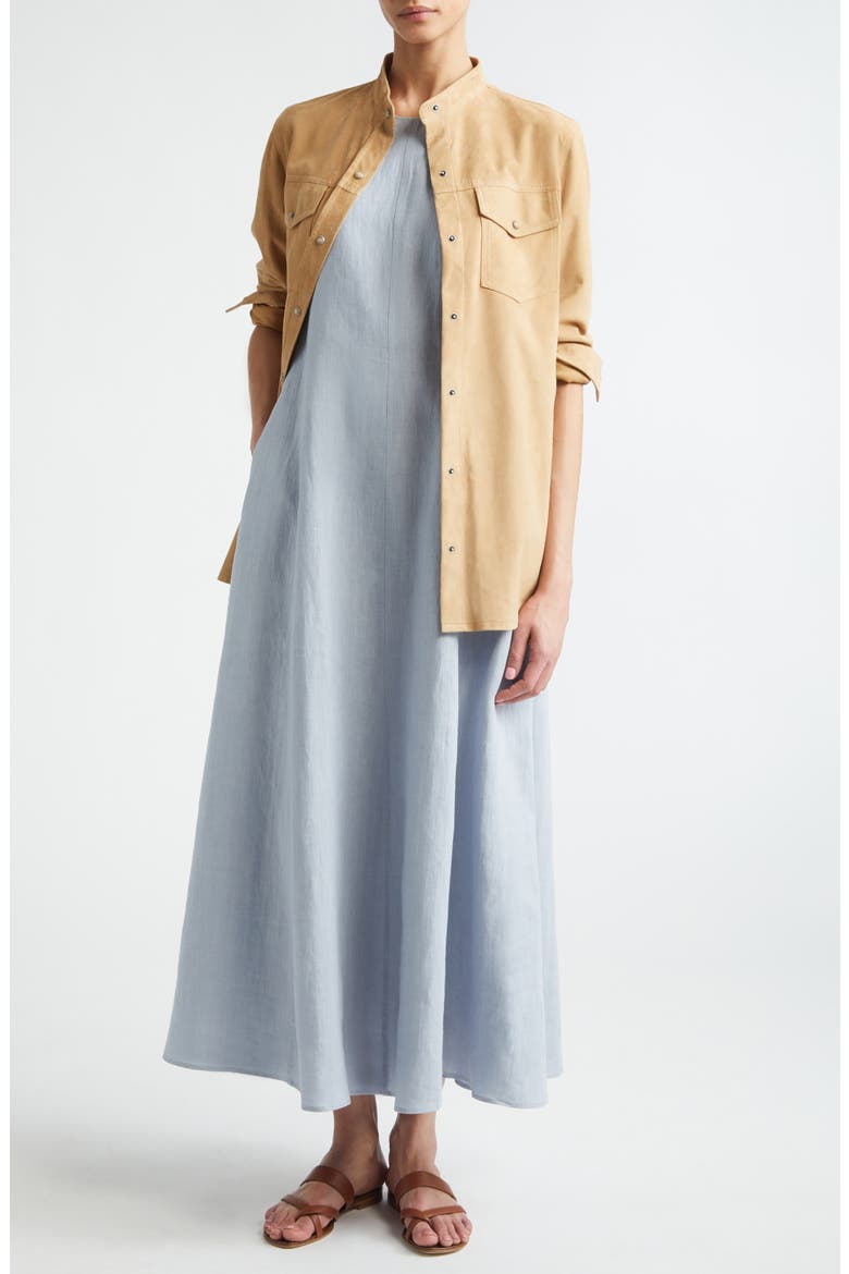 Sleeveless Linen Midi Dress, Alternate, color, SKY BLUE