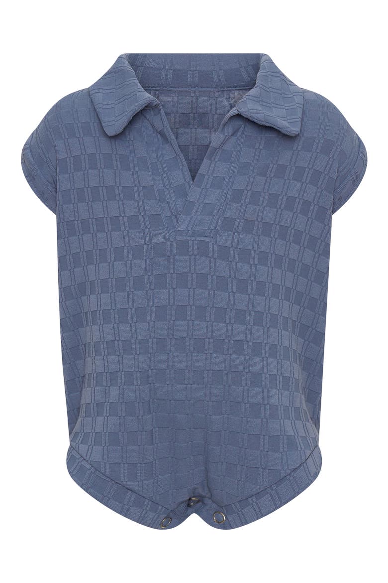 Textured Knit Polo Romper, Main, color, BLUE