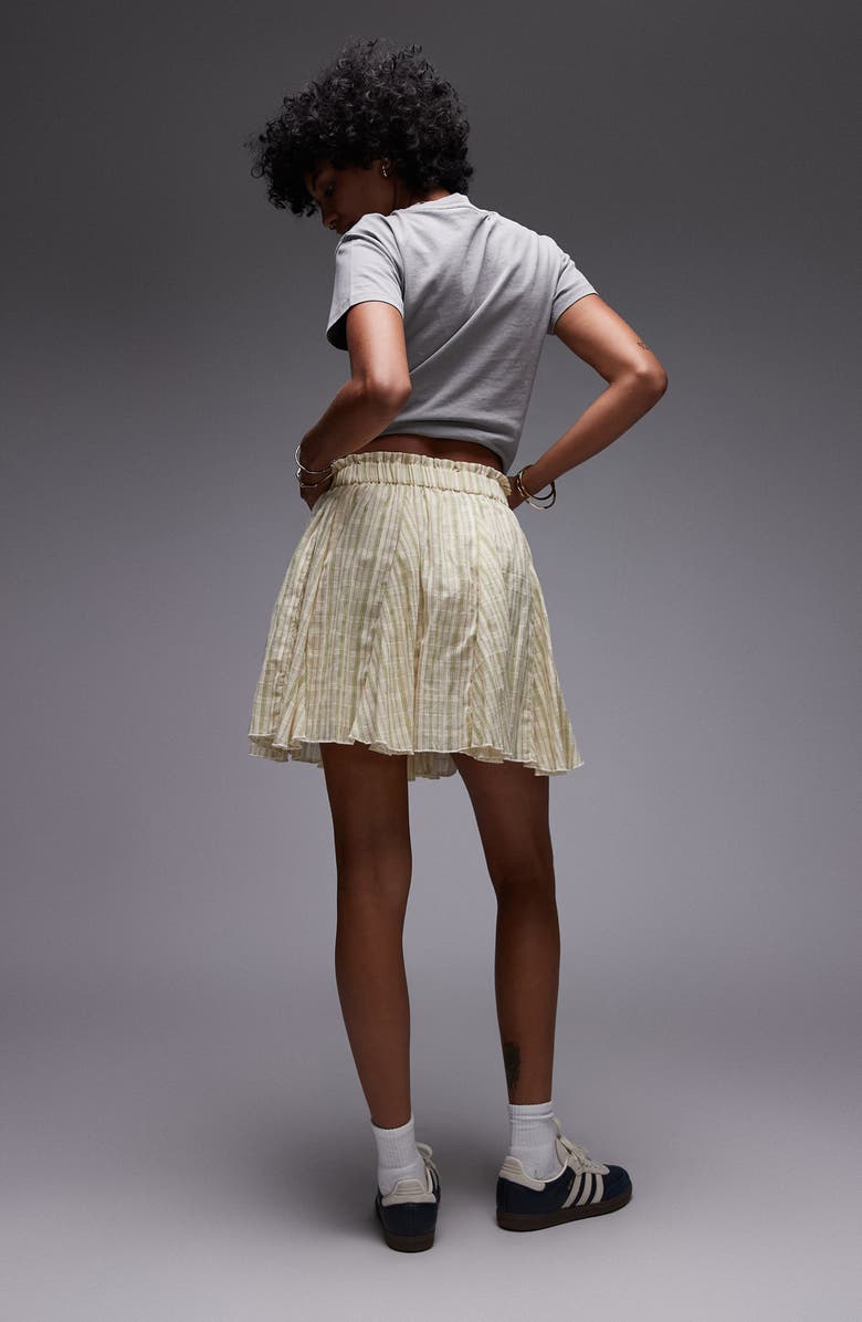 Topshop Stripe Flippy Cotton Miniskirt, Alternate, color, Yellow