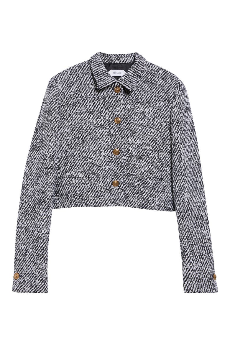 Wool Blend Bouclè Jacket, Main, color, BLACK WHITE