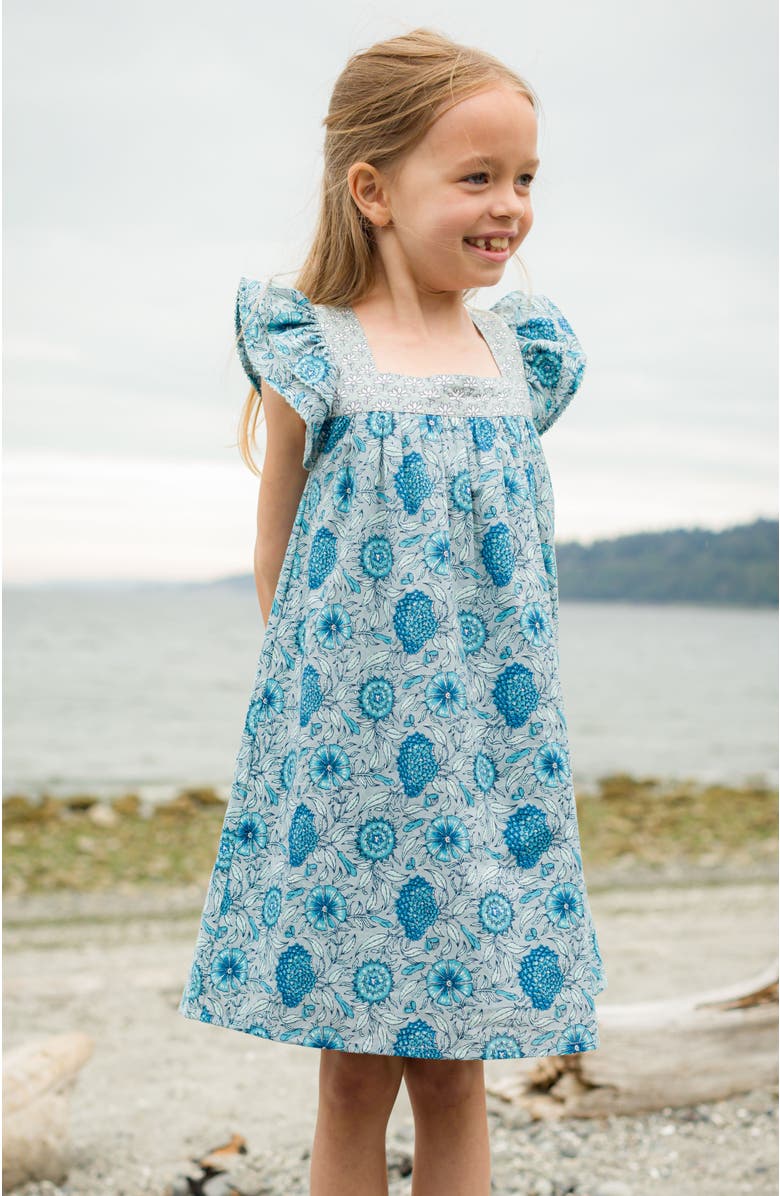 Beet World Girls Square Neck Everly Dress, Alternate, color, Blue