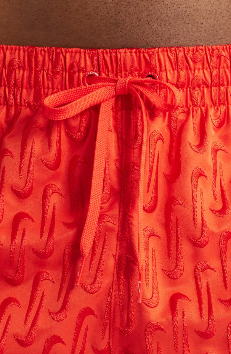 Nike 7-Inch Swoosh Embroidered Swim Trunks, Alternate, color, Light Crimson