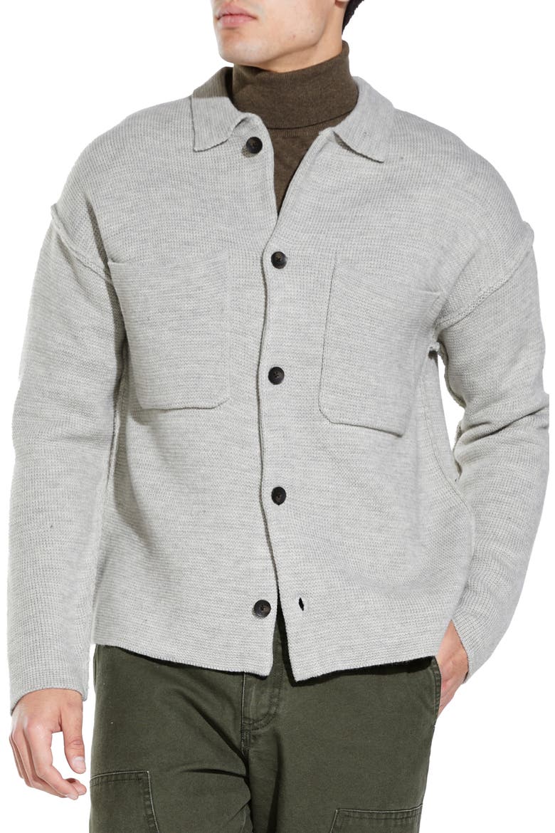 Beaton Waffle Full Button Cardigan, Main, color, HTHR LT GRAY