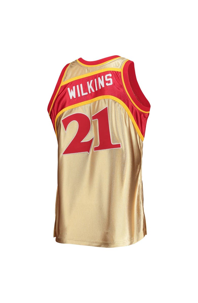 Mitchell & Ness Men's Mitchell & Ness Dominique Wilkins Gold Atlanta Hawks 75th Anniversary 1986/87 Hardwood Classics Swingman Jersey, Alternate, color, 