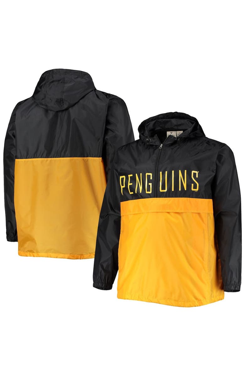 PROFILE Men's Black Pittsburgh Penguins Big & Tall Anorak Half-Zip Pullover Hoodie, Main, color, 