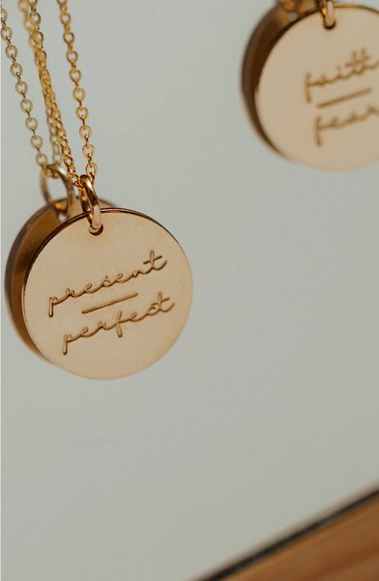 MADE BY MARY Pause Collection Disc Necklace, Alternate, color, Gold Filled - Be Still