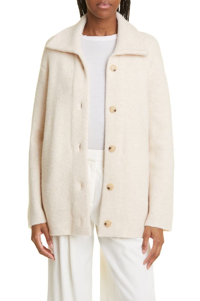 Spread Collar Button Cardigan, Main, color, HEATHER ENOKI