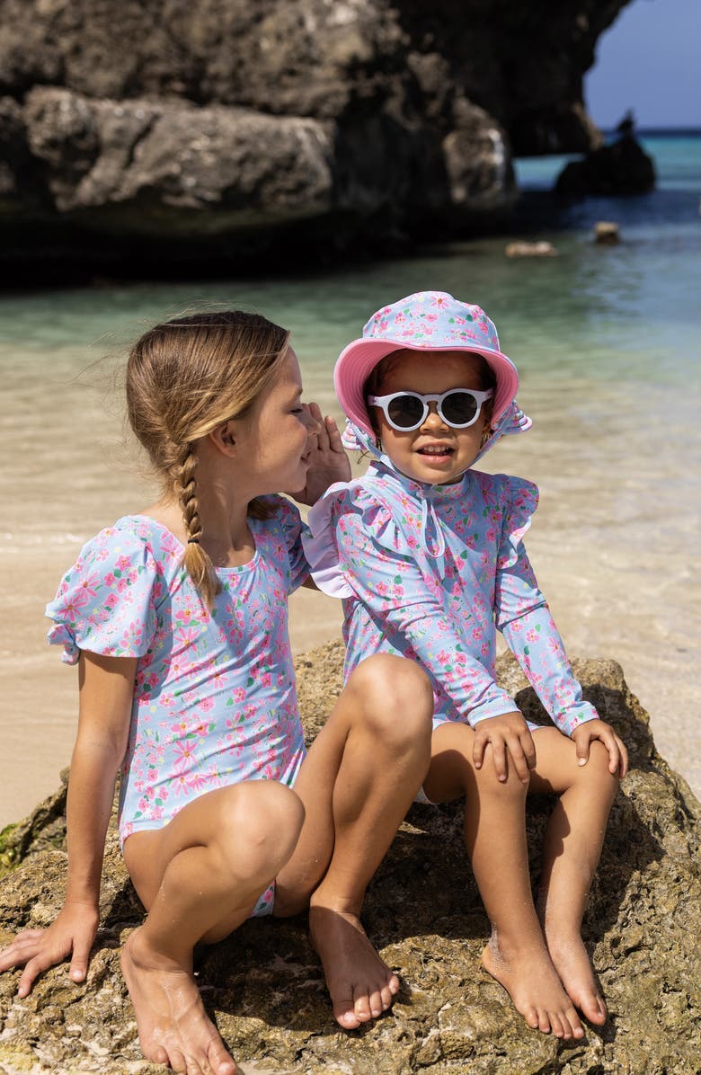 Snapper Rock Daisy Chain Long Sleeve One-Piece Rashguard Swimsuit, Alternate, color, Blue