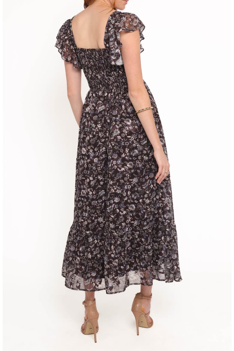 Myles Floral Chiffon Maxi Dress, Alternate, color, BROWN/ BLUE FLORAL