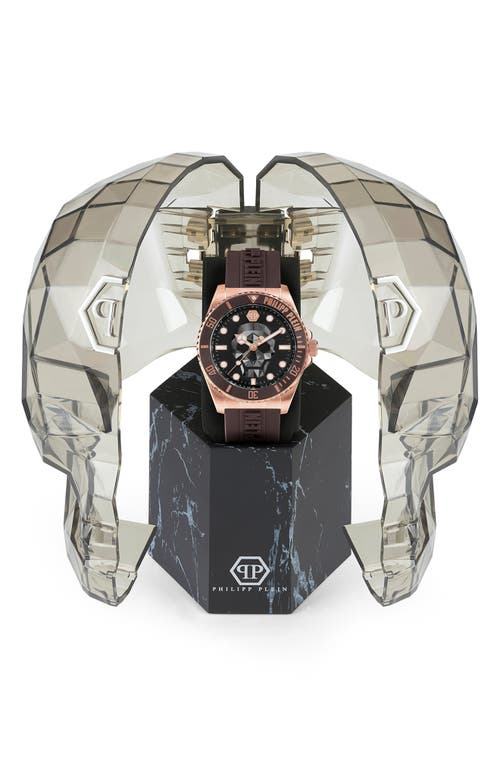 Philipp Plein The $kull Diver Silicone Strap Watch, 44mm In Rosegold