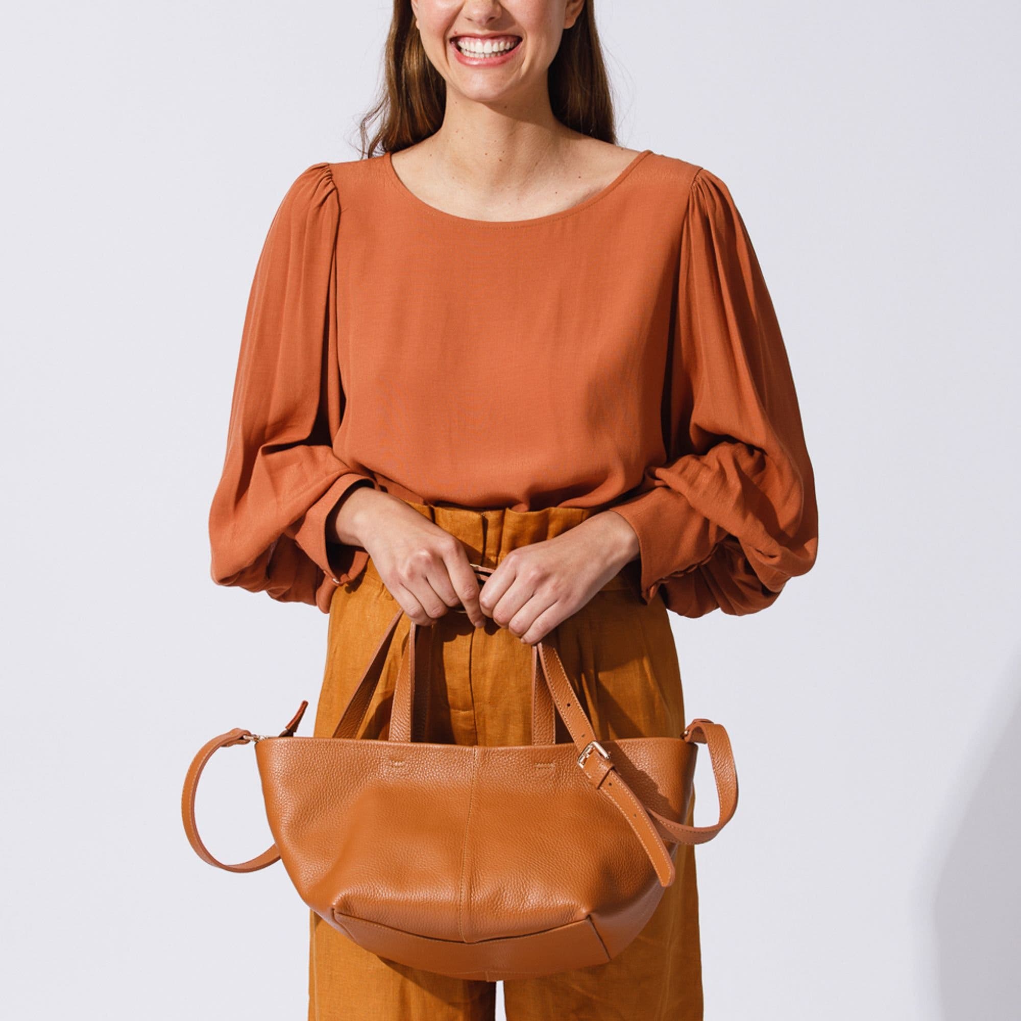Ana Leather Tote, Alternate, color, Caramel