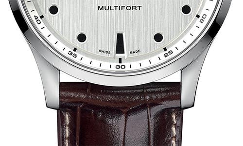 Mido Multifort Leather Strap Watch, 42mm In Metallic