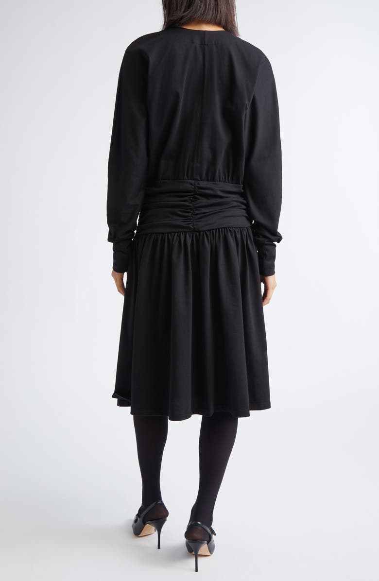 renaissance renaissance Joni Gathered Long Sleeve Jersey Dress, Alternate, color, Black